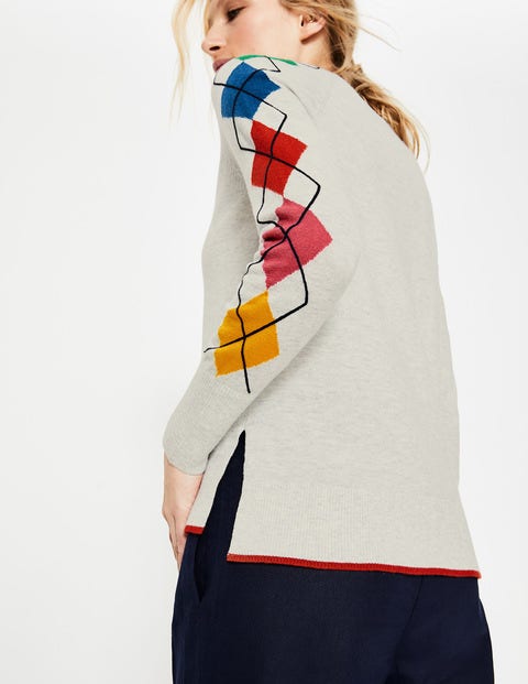 Penny Sweater - Silver Melange Argyle Penny Sweater - Silver Melange Argyle
