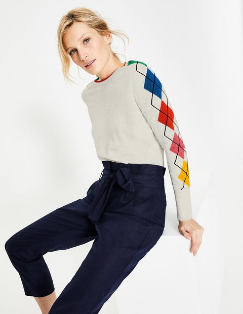 Penny Sweater - Silver Melange Argyle Penny Sweater - Silver Melange Argyle