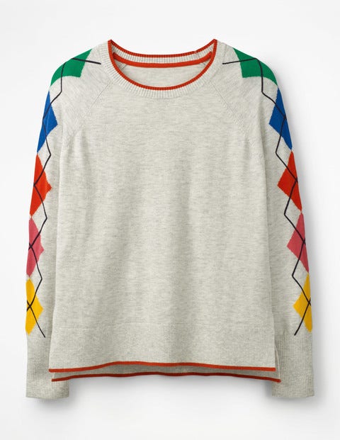 Penny Sweater - Silver Melange Argyle Penny Sweater - Silver Melange Argyle