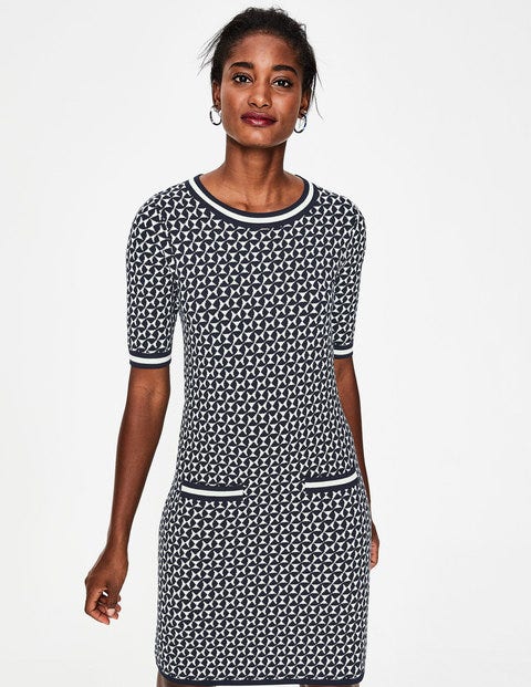 Ramona Knitted Dress - Navy/Ivory Ramona Knitted Dress - Navy/Ivory