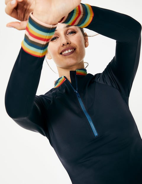 Badeshirt Mit Reißverschluss - Navy/Regenbogen, Gestreift Badeshirt Mit Reißverschluss - Navy/Regenbogen, Gestreift