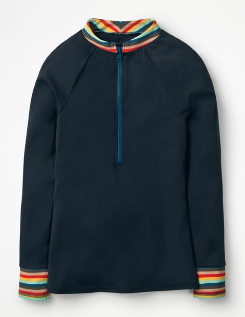 Badeshirt Mit Reißverschluss - Navy/Regenbogen, Gestreift Badeshirt Mit Reißverschluss - Navy/Regenbogen, Gestreift