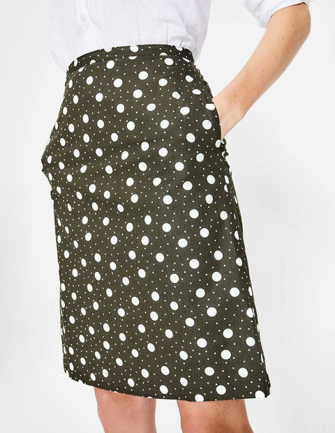 Printed Cotton A-Line Skirt - Classic Khaki, Mixed Spot Printed Cotton A-Line Skirt - Classic Khaki, Mixed Spot
