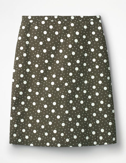 Printed Cotton A-Line Skirt - Classic Khaki, Mixed Spot Printed Cotton A-Line Skirt - Classic Khaki, Mixed Spot