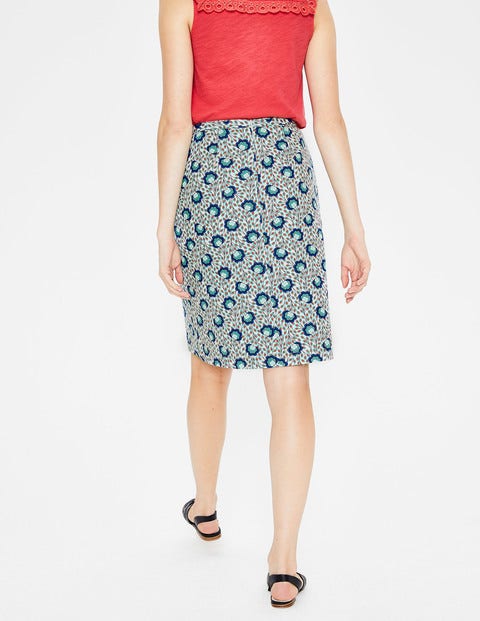 Printed Cotton A-Line Skirt - Indian Ocean, Island Bloom Printed Cotton A-Line Skirt - Indian Ocean, Island Bloom