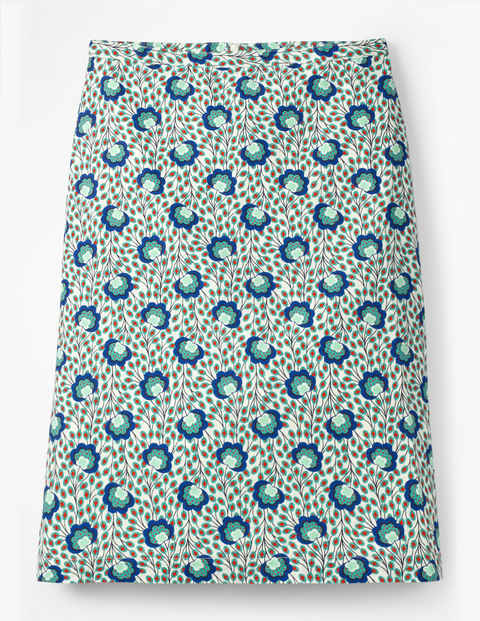 Printed Cotton A-Line Skirt - Indian Ocean, Island Bloom Printed Cotton A-Line Skirt - Indian Ocean, Island Bloom