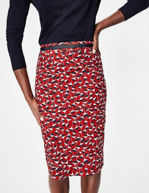 Modern Pencil Skirt - Poinsettia, Crocus Flower Modern Pencil Skirt - Poinsettia, Crocus Flower