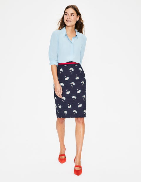 Modern Pencil Skirt - Navy & Heron Blue, Dandelion Modern Pencil Skirt - Navy & Heron Blue, Dandelion