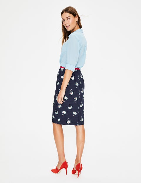 Modern Pencil Skirt - Navy & Heron Blue, Dandelion Modern Pencil Skirt - Navy & Heron Blue, Dandelion