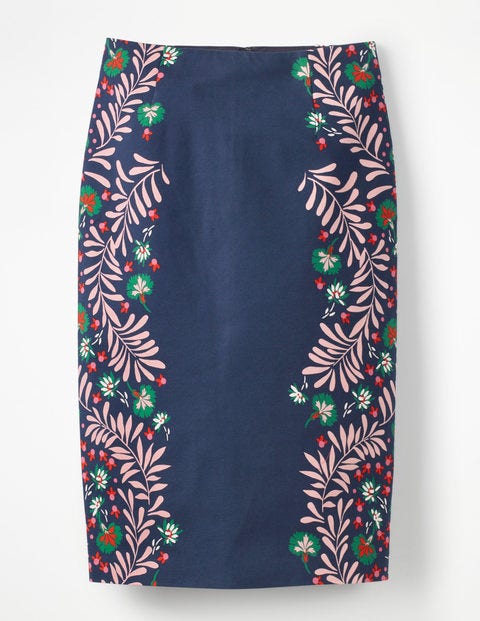 Richmond Pencil Skirt - Navy, Tropical Placement Richmond Pencil Skirt - Navy, Tropical Placement