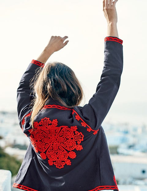 Lisbon Embroidered Jacket - Navy Lisbon Embroidered Jacket - Navy