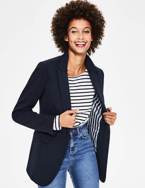 Jersey Longerline Blazer - Navy Jersey Longerline Blazer - Navy