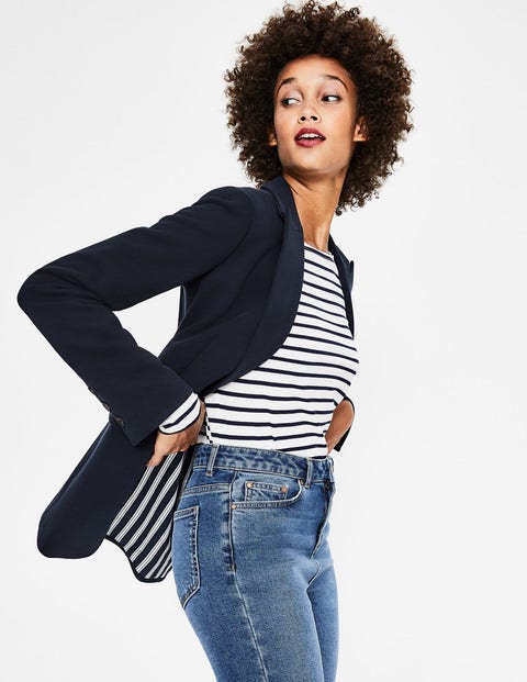 Jersey Longerline Blazer - Navy Jersey Longerline Blazer - Navy