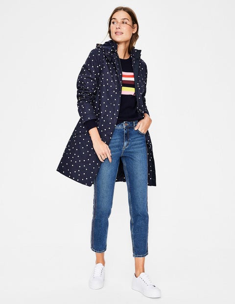Suki Waterproof Coat - Navy and Ivory, Polka Suki Waterproof Coat - Navy and Ivory, Polka