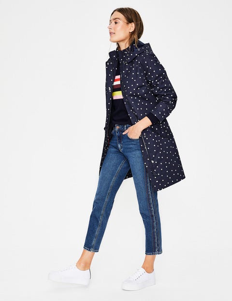 Suki Waterproof Coat - Navy and Ivory, Polka Suki Waterproof Coat - Navy and Ivory, Polka