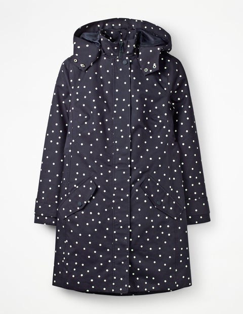 Suki Waterproof Coat - Navy and Ivory, Polka Suki Waterproof Coat - Navy and Ivory, Polka