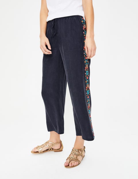 Tamara Embroidered Trousers - Navy Tamara Embroidered Trousers - Navy