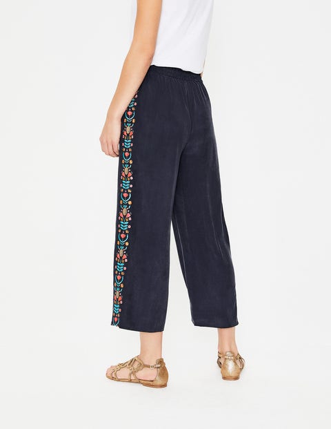Tamara Embroidered Trousers - Navy Tamara Embroidered Trousers - Navy