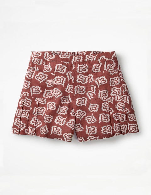 Zoe Linen Shorts - Rouge and Ivory, Falling Petal Zoe Linen Shorts - Rouge and Ivory, Falling Petal