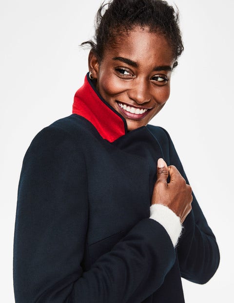 Ashridge Colourblock Coat - Navy w Red Stripe Ashridge Colourblock Coat - Navy w Red Stripe