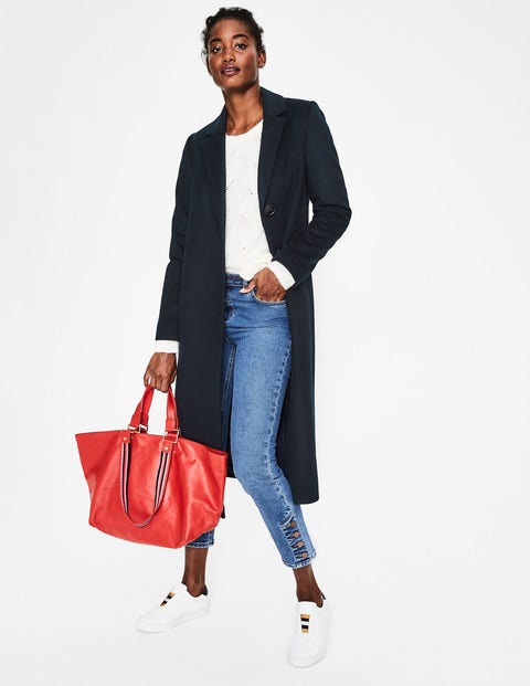 Ashridge Colourblock Coat - Navy w Red Stripe Ashridge Colourblock Coat - Navy w Red Stripe