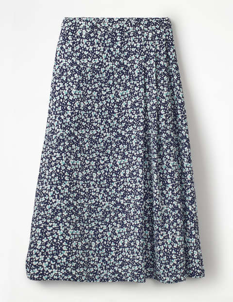 Jupe midi Saskia - Motif animal bleu marine et bleu héron Jupe midi Saskia - Motif animal bleu marine et bleu héron