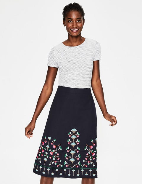 Brooke Embroidered Skirt - Navy Floral Brooke Embroidered Skirt - Navy Floral