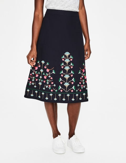 Brooke Embroidered Skirt - Navy Floral Brooke Embroidered Skirt - Navy Floral