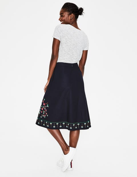 Brooke Embroidered Skirt - Navy Floral Brooke Embroidered Skirt - Navy Floral