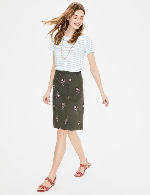 Helena Chino Skirt - Classic Khaki, Island Sprig Helena Chino Skirt - Classic Khaki, Island Sprig