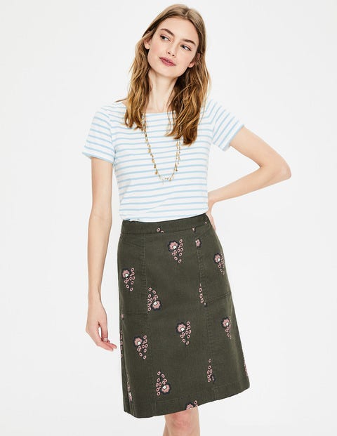 Helena Chino Skirt - Classic Khaki, Island Sprig Helena Chino Skirt - Classic Khaki, Island Sprig
