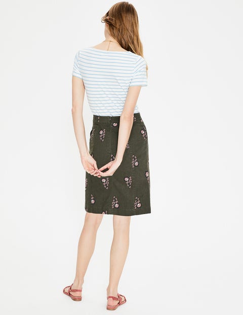 Helena Chino Skirt - Classic Khaki, Island Sprig Helena Chino Skirt - Classic Khaki, Island Sprig
