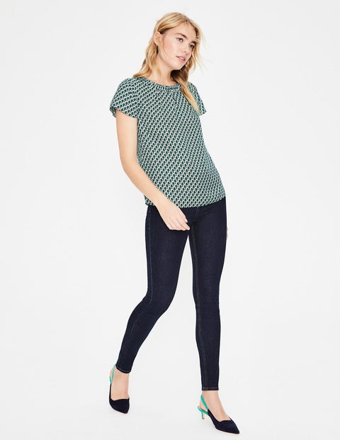 Carey Top - Heron Blue Graphic Geo Carey Top - Heron Blue Graphic Geo