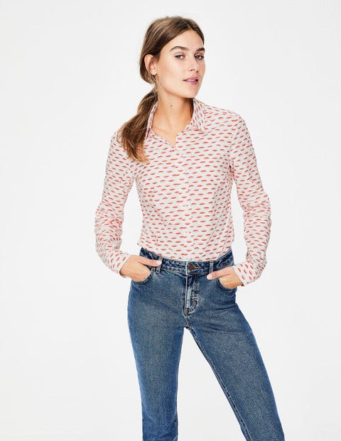 Modern Classic Shirt - Ivory & Red Pop Lips Modern Classic Shirt - Ivory & Red Pop Lips