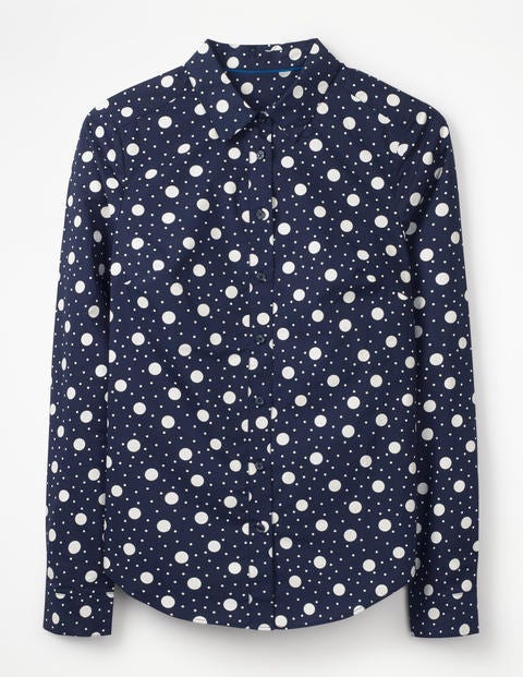 Modern Classic Shirt - Navy & Ivory Mixed Spot Modern Classic Shirt - Navy & Ivory Mixed Spot