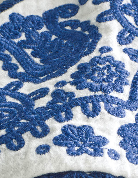 Abigail Embroidered Top - White with Blue Embroidery Abigail Embroidered Top - White with Blue Embroidery