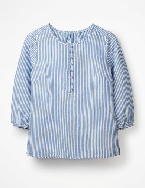 Natalia Top - Cabin Blue & Ivory Stripe Natalia Top - Cabin Blue & Ivory Stripe