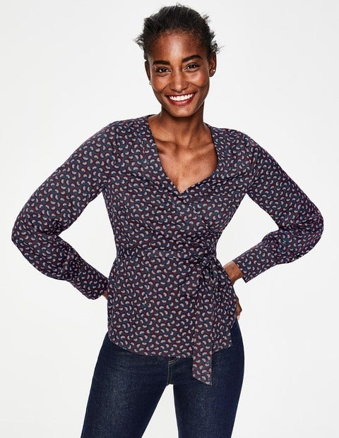 Belle Wrap Top - Navy Arc Belle Wrap Top - Navy Arc