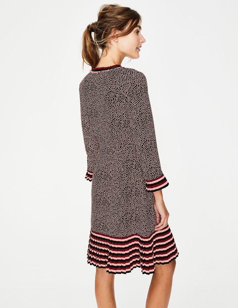 Lara Pleat Detail Dress - Chalky Pink Cluster Spot Lara Pleat Detail Dress - Chalky Pink Cluster Spot