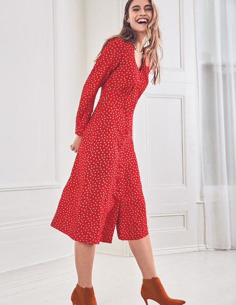 Elsie Midi Dress - Poinsettia Random Spot Elsie Midi Dress - Poinsettia Random Spot