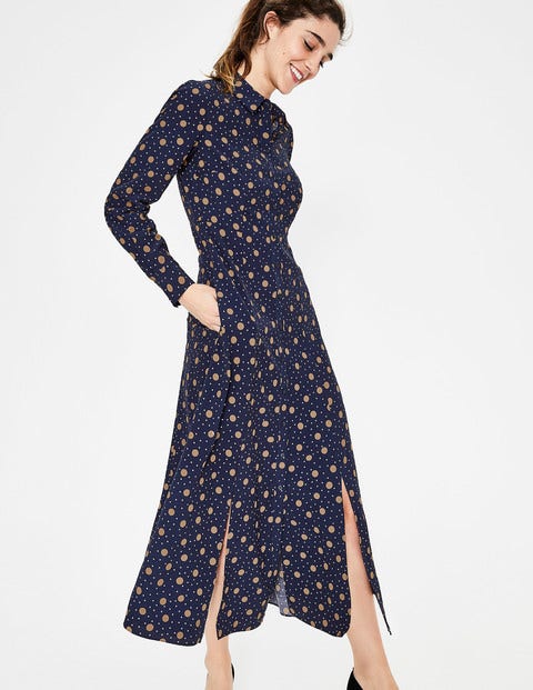 Robe-Chemise Charlotte - Bleu marine et truffe tendre, mélangé Robe-Chemise Charlotte - Bleu marine et truffe tendre, mélangé