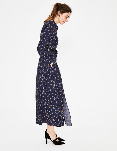 Robe-Chemise Charlotte - Bleu marine et truffe tendre, mélangé Robe-Chemise Charlotte - Bleu marine et truffe tendre, mélangé