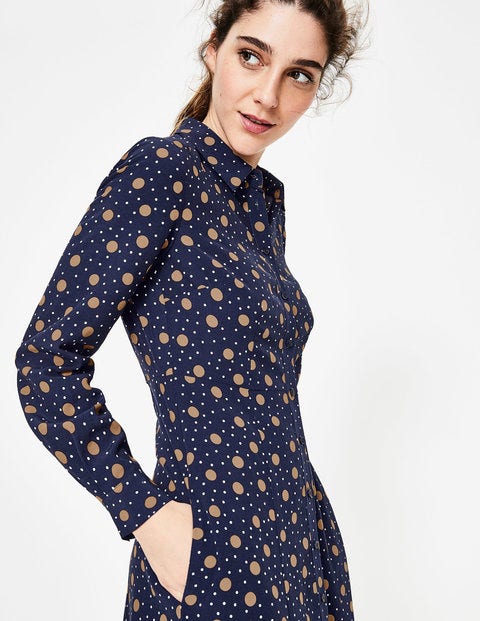 Robe-Chemise Charlotte - Bleu marine et truffe tendre, mélangé Robe-Chemise Charlotte - Bleu marine et truffe tendre, mélangé