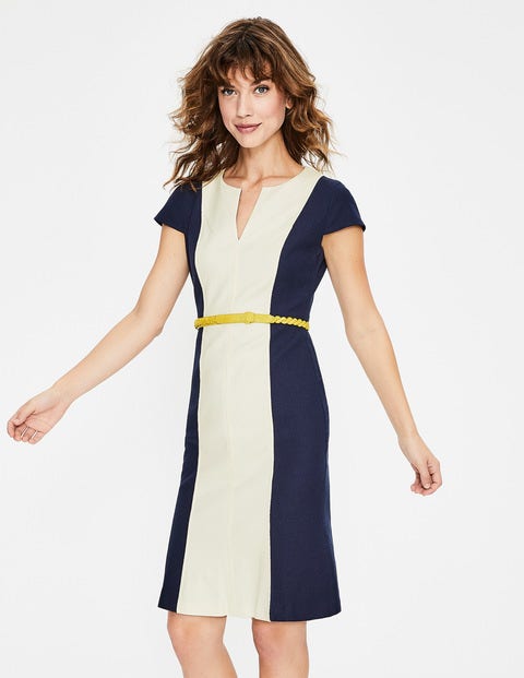 Freida Textured Dress - Navy & Ivory Freida Textured Dress - Navy & Ivory