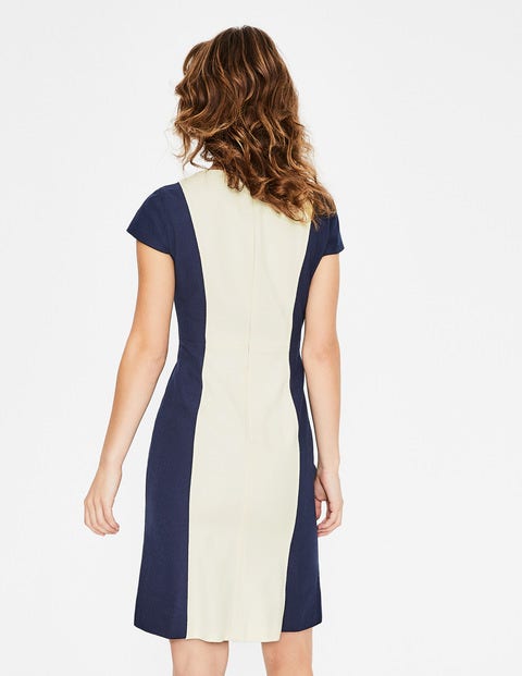 Freida Textured Dress - Navy & Ivory Freida Textured Dress - Navy & Ivory