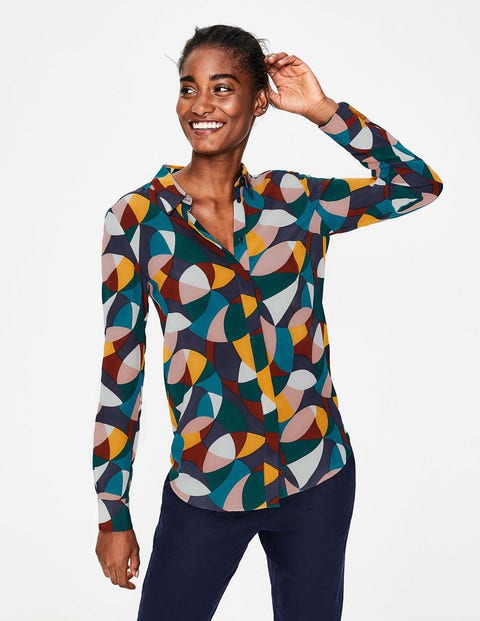 The Silk Shirt - Navy Circle Geo The Silk Shirt - Navy Circle Geo