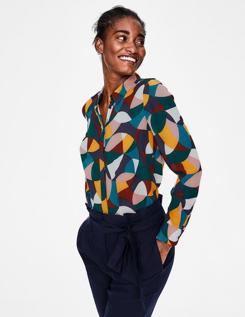 The Silk Shirt - Navy Circle Geo The Silk Shirt - Navy Circle Geo