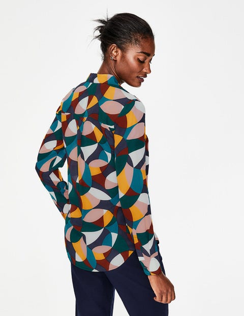 The Silk Shirt - Navy Circle Geo The Silk Shirt - Navy Circle Geo