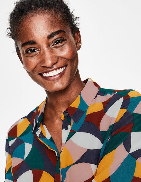 The Silk Shirt - Navy Circle Geo The Silk Shirt - Navy Circle Geo