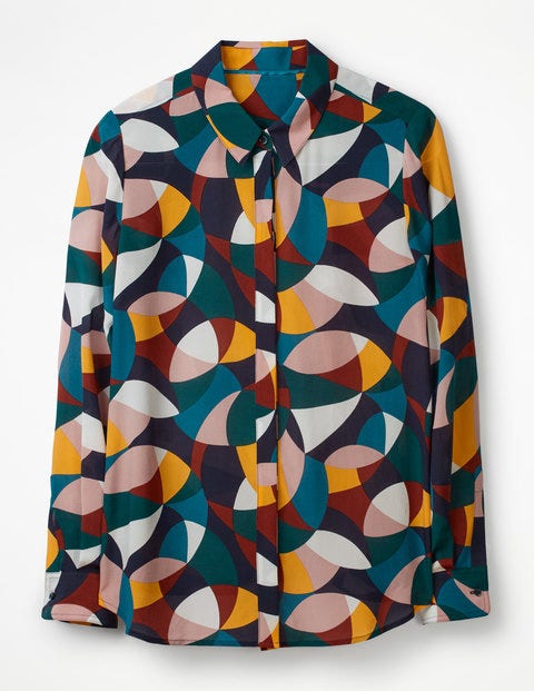 The Silk Shirt - Navy Circle Geo The Silk Shirt - Navy Circle Geo